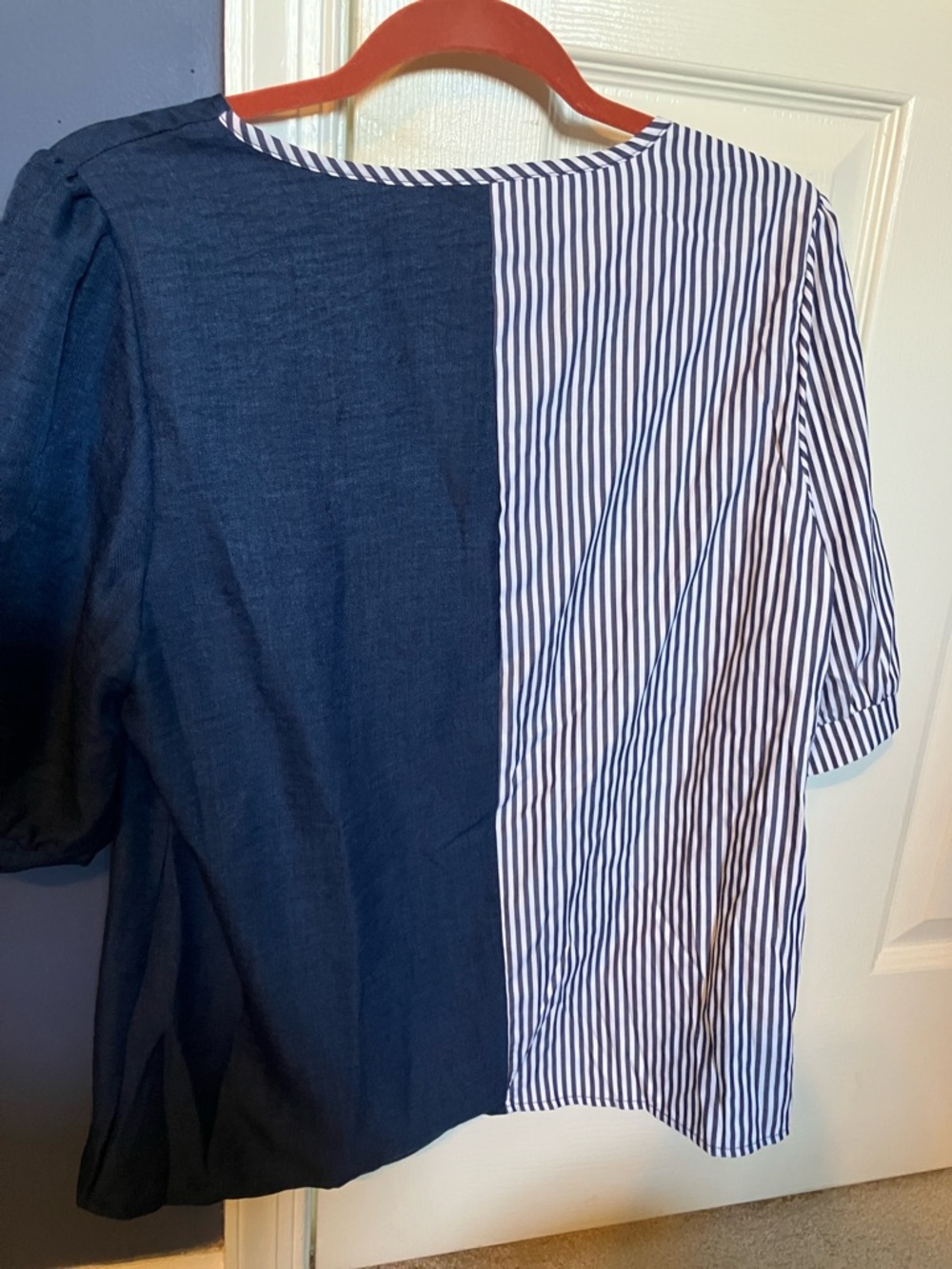 Shein Nautical Navy Half Zipper Blouse L - Picture 4 of 4